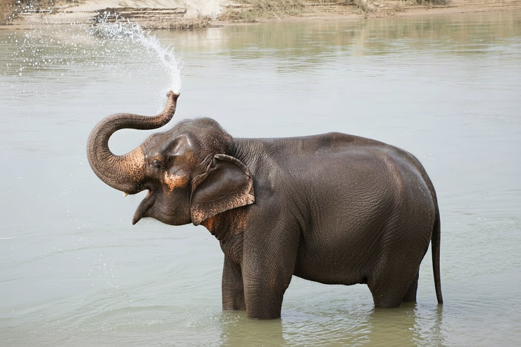 cleaning elephant