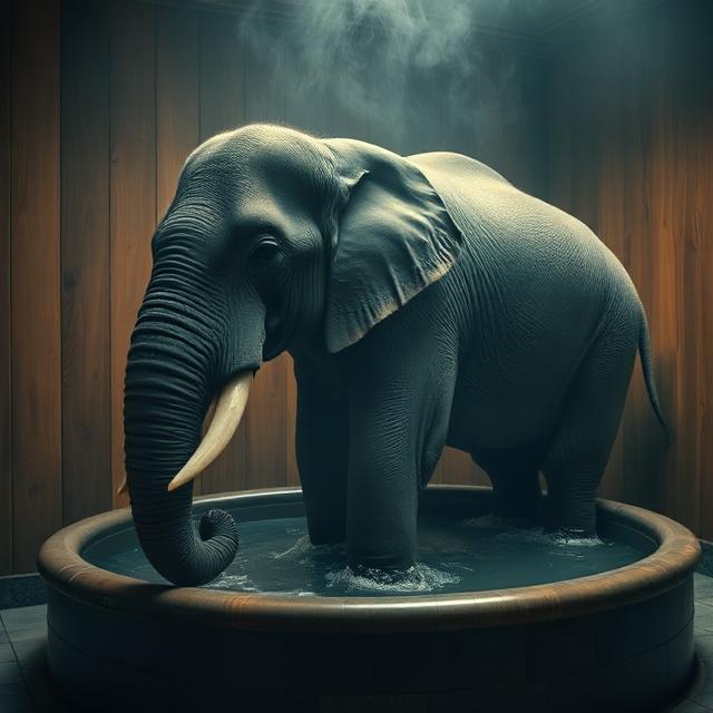 elephant-in-a-sauna-ultra-photorealism-4f89eb
